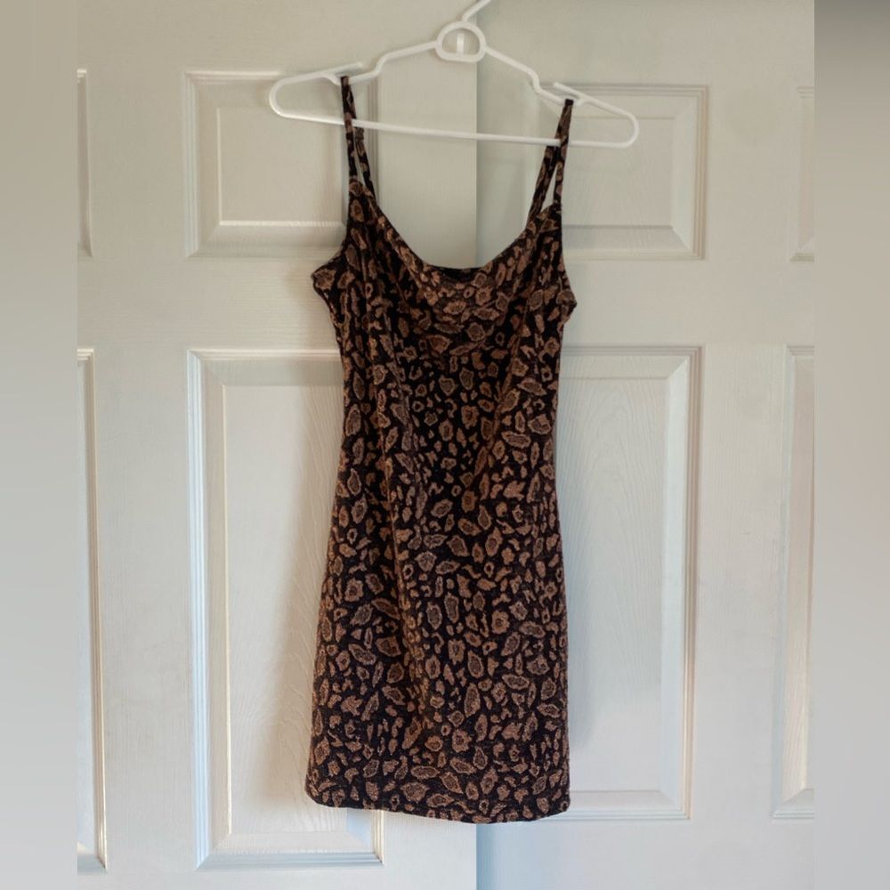 NWT Forever 21 brown and black mini cheetah print mini slip cowl dress